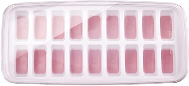 Льодогенератор Westmark Ice Cube Maker Cube форма для льоду з кришкою, для приготування 6 великих кубиків льоду, прозорий/червоний/білий пластик, без BPA, великий (напівкруглий, маленький)