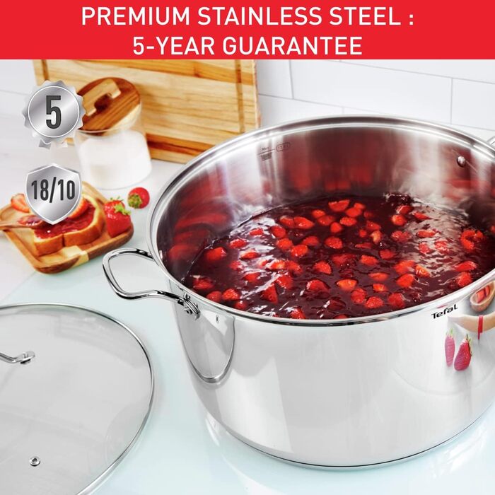 Кастрюля 8 л из нержавеющей стали со стеклянной крышкой 28 см Intuition Tefal