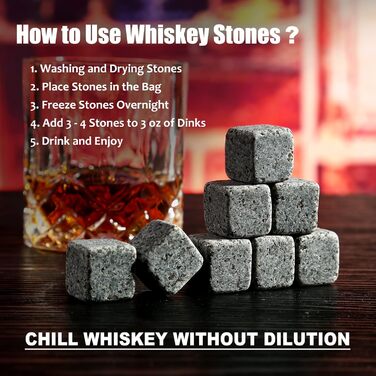 Подарунковий набір Whiskey Stones Набір з 8 багаторазових охолоджуючих каменів для віскі з кліпсою для льоду, носик для пляшки вина для сумки для зберігання, охолодження улюбленого напою без розведення (круглі келихи без логотипу)