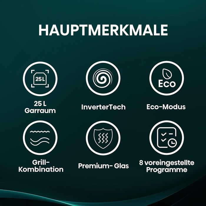 Мікрохвильова піч Hisense H20MOBP1HI / 700 Вт / InverterTech / Керамічне покриття / Преміальне скло / Виготовлена на замовлення, багатофазне приготування / Функція розморожування / 5 рівнів потужності / Блокування від дітей / Чорна (25 л, цифрове керуванн