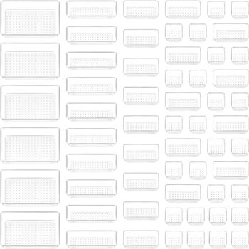 Система організації ящиків Vtopmart Pieces з 4 розмірами, прозорий пластик, органайзер для туалетного столика Можна використовувати для макіяжу, кухні, ванної кімнати, офісу (60)