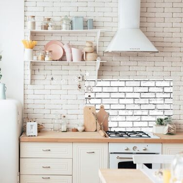 Дизайнерський кухонний фартух з алюмінієвого композиту, кухонний фартух, товщина 3 мм, 60x100 см, (білий цегляний)