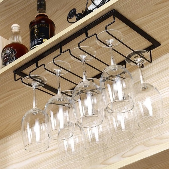 Держатель для бокалов подвесной металлический, 4 ряда для 8 бокалов