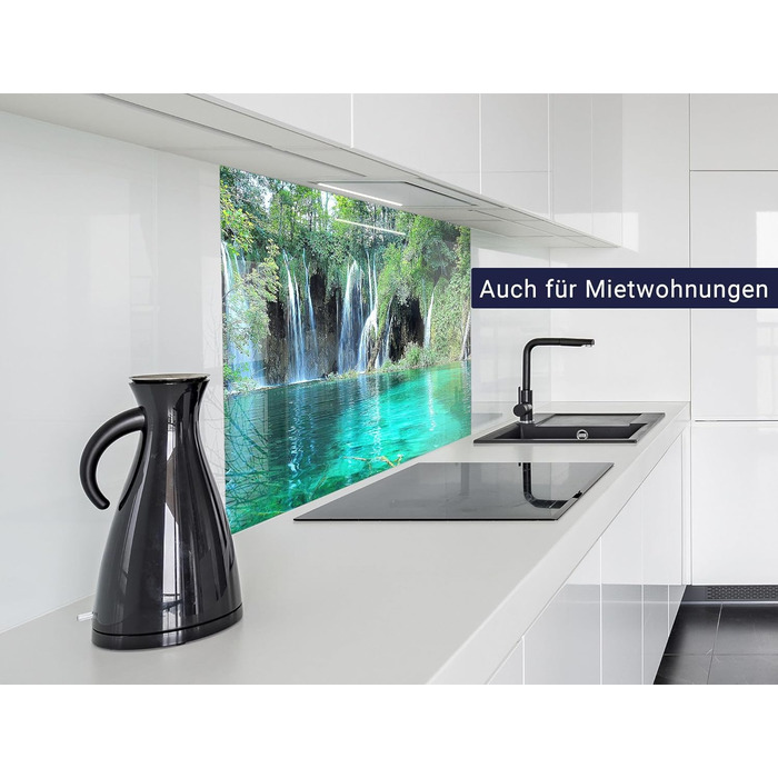 Кухонний фартух timalo зі скляним виглядом Північне море, очерет, захід сонця, океан, солома 2 мм акрилове скло Бризокості для плити, кухонний скляний фартух, акрилові скляні стінові панелі, захисна панель для фартуха (80 x 50 см, 312- Водоспади)