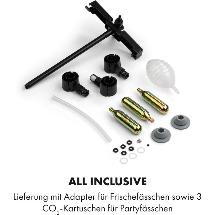 Аппарат для розлива пива с охлаждением Пивная система на 5 литров, Ультрабыстрое охлаждение, Регулируемая температура, Система с CO2-картриджами, LCD-дисплей, Черно-золотой (Серебристо-черный)