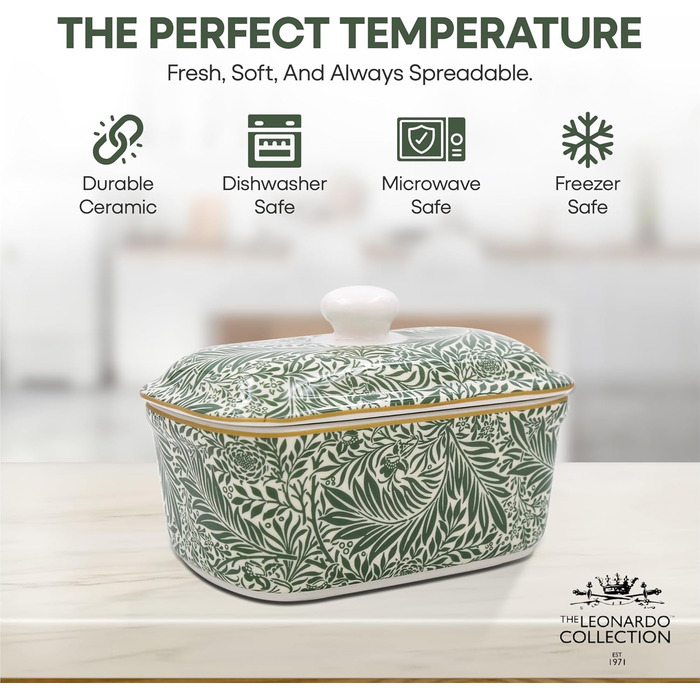 Маслянка з кришкою, китайська кераміка, з гарними акварельними мотивами, дизайн від галереї Дженніфер Роуз для Busy Bees (Delphinium)