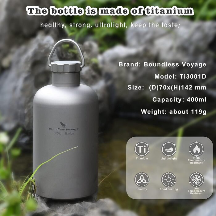 Титанова пляшка з титановою кришкою 400 мл Boundless Voyage