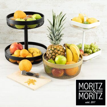 Підставка для фруктового торта Moritz & Moritz металева - підставка для торта з фруктовим кошиком - підставка для торта з фруктовою мискою (біла, квадратна)