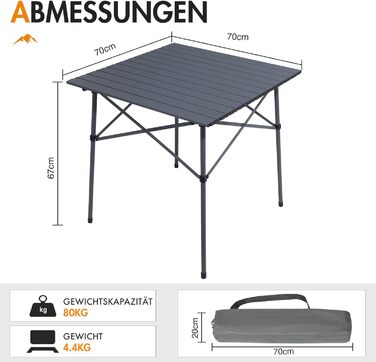 Складной кемпинговый стол темно-серый Portal