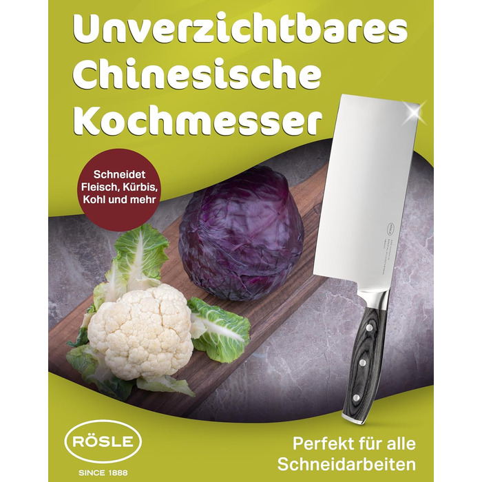 Китайський кухарський ніж 18 см Wolfgrey Rosle