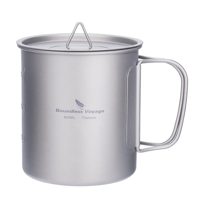 Титановая кружка с крышкой для кемпинга 600 мл Boundless Voyage