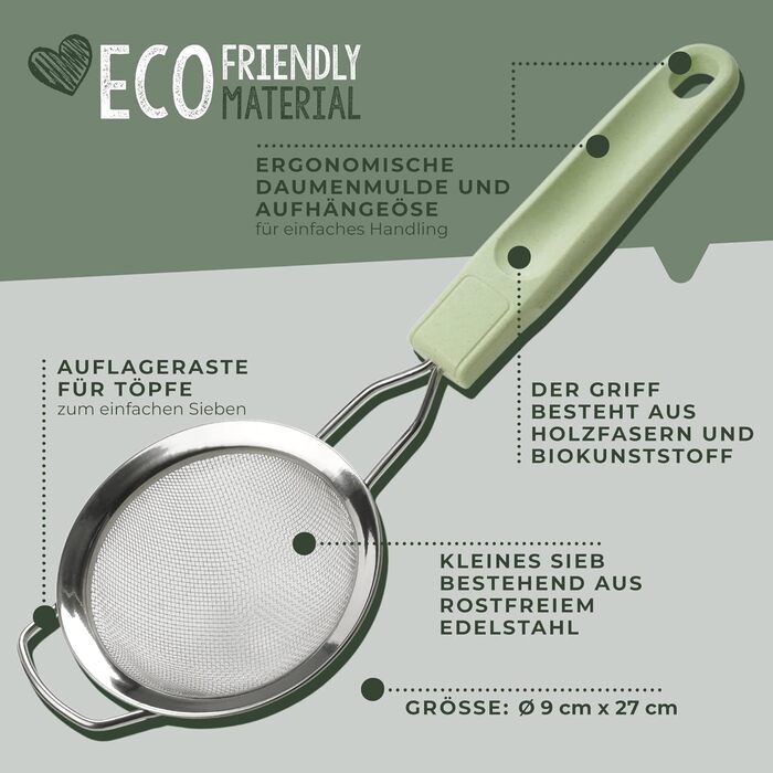 Сито кухонное 9 см зеленое Ecolution Fackelmann