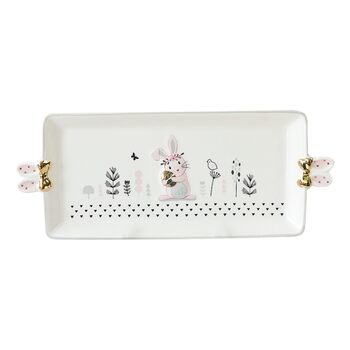 Керамічна сервірувальна тарілка з малюнком кролика 35,5 х 15 см ROMISBABA