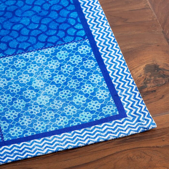 Бавовняні килимки для серветок, набір з 4 шт. , декоративні килимки для серветок, пасхальні килимки, що миються, для свят, вечерь, весни, літа (33 см x 48 см) (021 - Indigo Love), 39Hermine 100