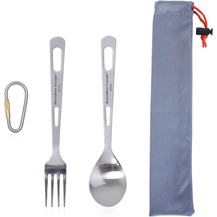 Безмежна подорож Титановий посуд Кемпінговий ніж і виделка Ложка Домашнє використання Набір столових приборів для подорожей для кемпінгу (Ti1559BQ)