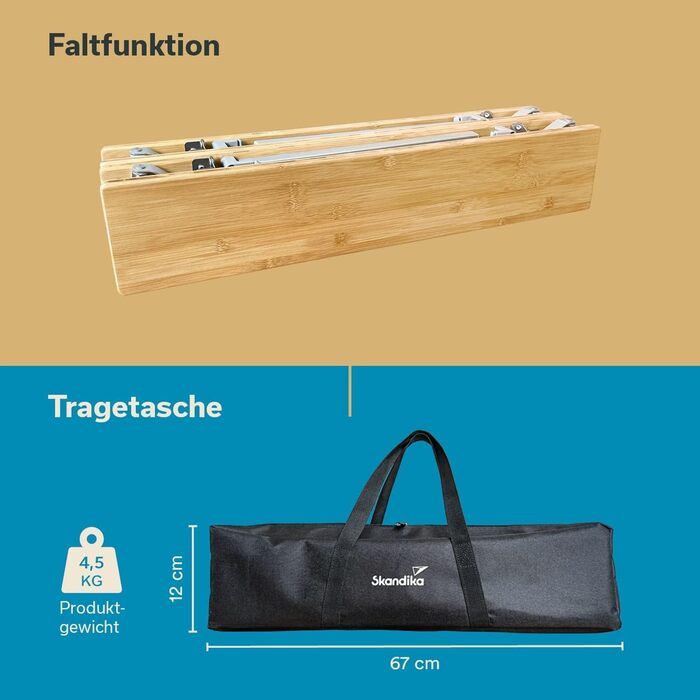 Бамбуковый кемпинговый стол 65 х 50 см Skandika