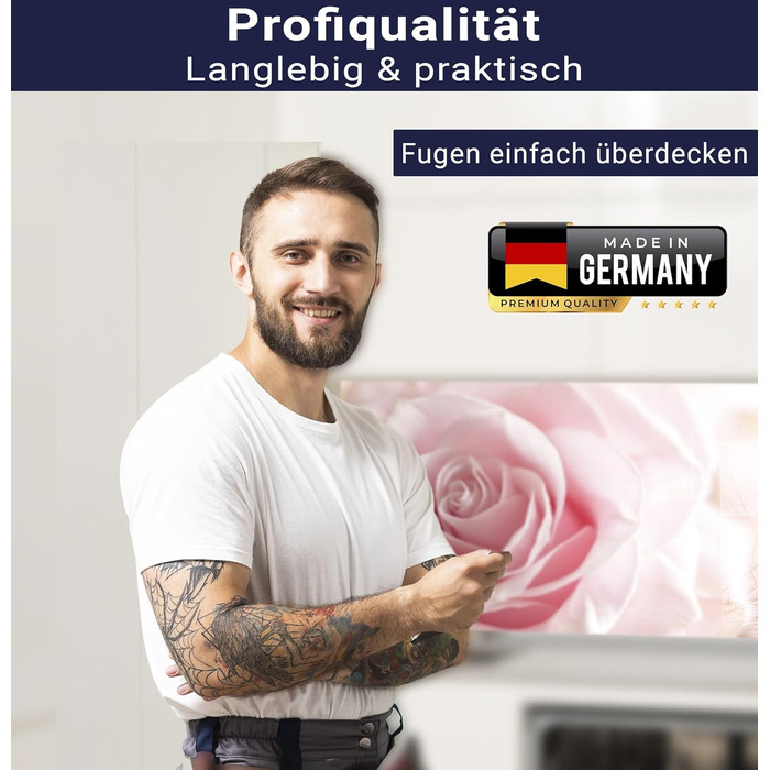 Кухонний фартух timalo зі скляним виглядом Акрилове скло 2 мм Бризкозахисна стіна для плити, скляний фартух, акрилові скляні стінові панелі, захисна панель для фартуха Бетонно-блакитно-сірий (160x50 см, 239- Рожеві троянди)