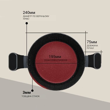 Каструля Fissman LAURA 24x11 см / 4,65 л зі скляною кришкою алюміній з антипригарним покриттям (14477)