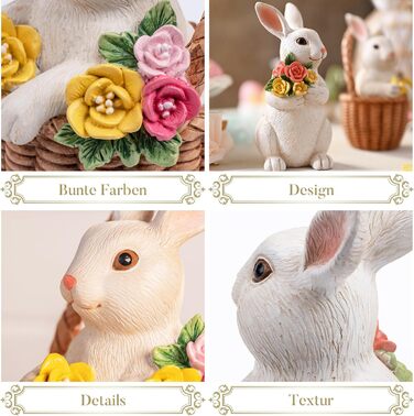 Набір із 2 пасхальних зайчиків з квітами Valery Madelyn