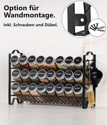Підставка для спецій трирівнева з 24 баночками, чорна Deco haus