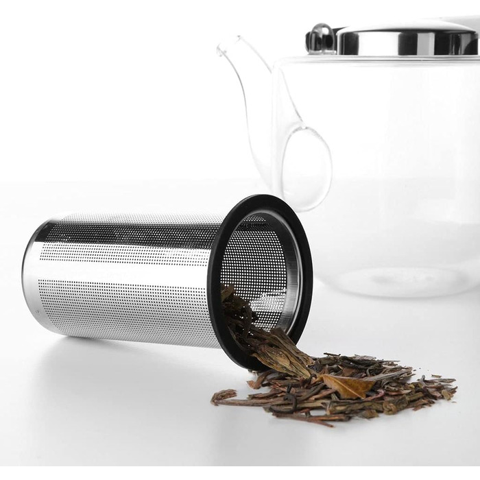Чайник VIVA Scandinavia со вставкой ситечка, стеклянный чайник с термостойким ситечком, стеклянный чайник для чайников с подогревателем, подходит для рассыпного чая без пакетика, 1,3 литра (набор)