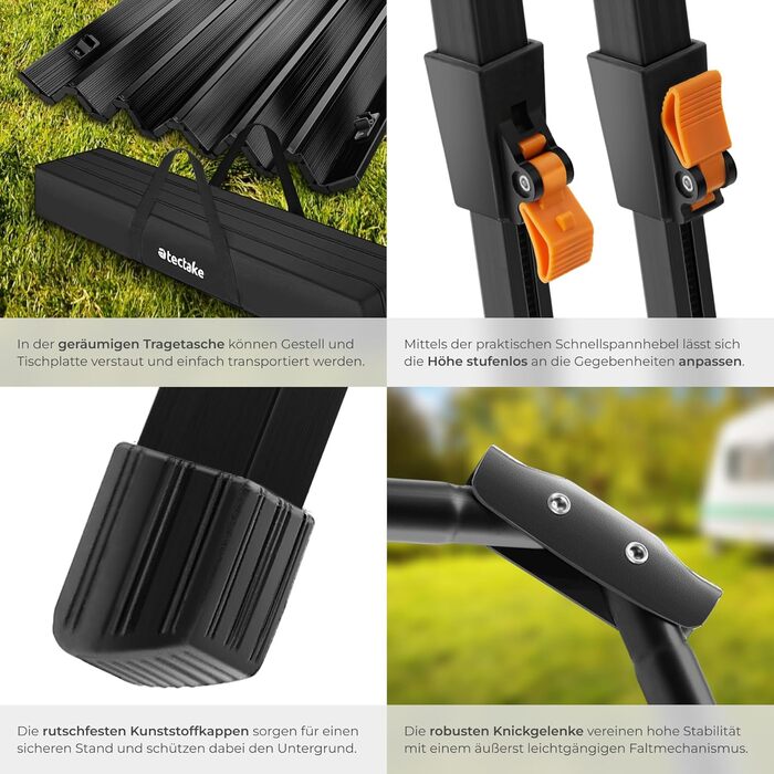 Складной алюминиевый стол для кемпинга 120 x 70,5 см tectake