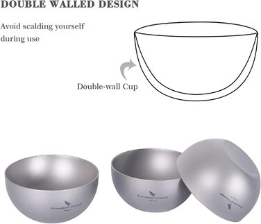 Маленька титанова чашка з подвійними стінками Легка чашка для еспресо Міні-чашка для вина Sake Багаторазовий кемпінг на відкритому повітрі Міцний посуд для напоїв Портативний посуд 2 шт. /набір Ti3089D (2 шт. -Ti3081d)