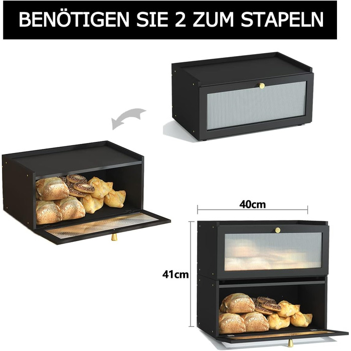 Бамбуковая хлебница 40 x 25 x 21 см черный AINILE
