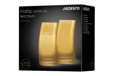 ARDESTO Набір склянок високих Ardesto Golden Moon, 500мл, 2шт, скло, золотистий