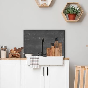 Кухонний фартух CREARREDA з алюмінію, виготовлений в Італії, захищає плиту та стіну, миється та легко встановлюється, металевий фартух, 48 x 72 см (чорний матовий)