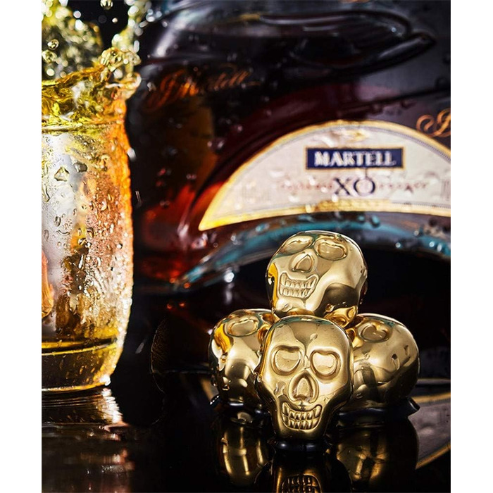 Набір охолоджувальних каменів для віскі у формі черепа золоті Ulalaza