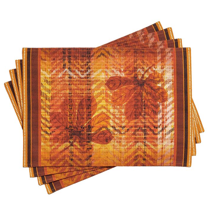 Бавовняні килимки для серветок, набір з 4 шт. , декоративні килимки для серветок, пасхальні килимки, що миються, для свят, вечерь, весни, літа (33 см x 48 см) (11 - тартан на День подяки), 39Hermine 100