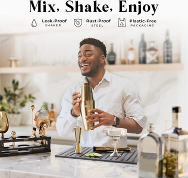 Набір для коктейлів 16 предметів золотий Bare Barrel