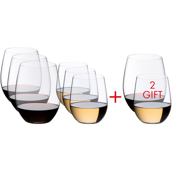 Набір келихів для червоного та білого вина, 8 предметів, O Wine Tumbler Riedel
