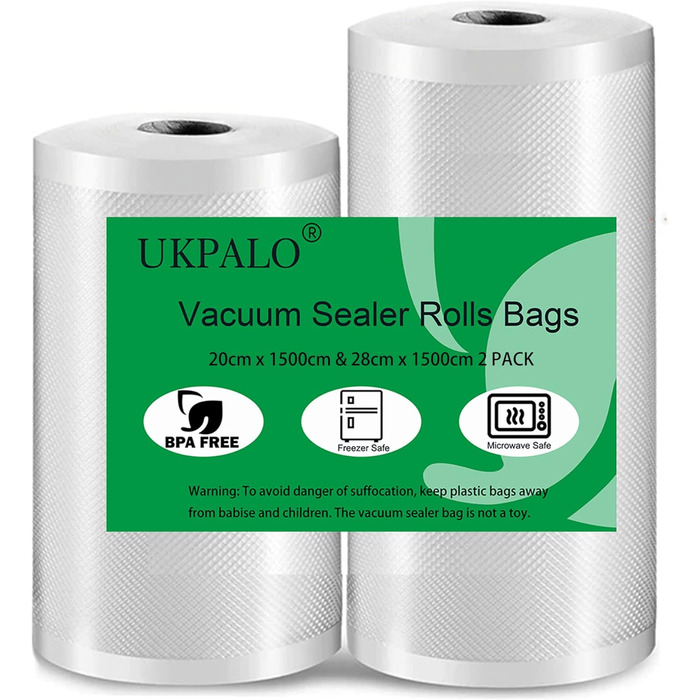 Рулон вакуумных пленок 20 x 1500 и 28 x 1500 см, 2 рулона UKPALO