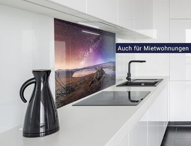 Кухонний фартух timalo зі скляним виглядом Акрилове скло 2 мм Бризкозахисна стіна для плити, скляний фартух, акрилова скляна настінна панель, захисна панель для фартуха Бетонно-блакитно-сірий (60x52 см, 204- Чумацький Шлях)