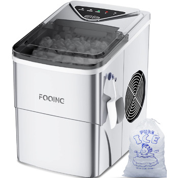 Ледогенератор с самоочисткой 9 кубиков за 6 минут серебряный FOOING