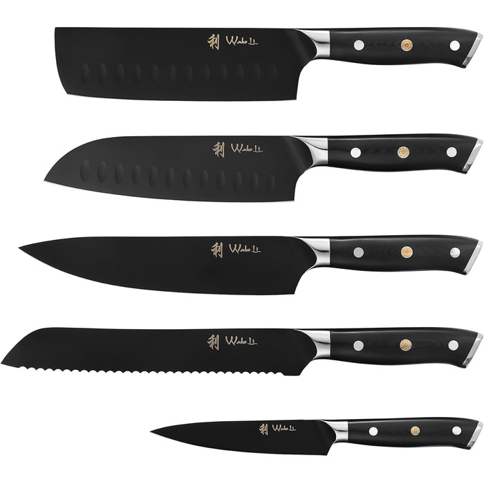 Набор кухонных ножей 5 предметов с магнитным блоком Wakoli