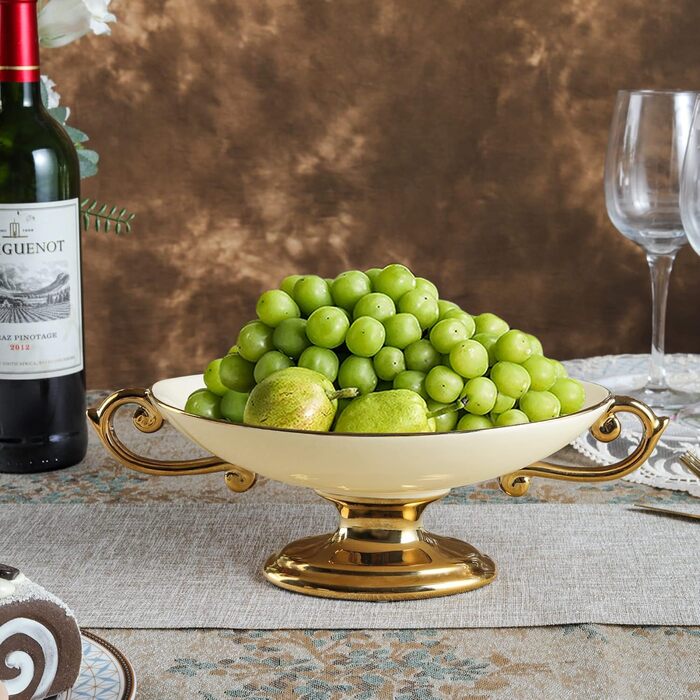 Порцелянова миска fanquare з хвилястими краями та квітковим принтом, вінтажна салатниця, керамічна фруктовниця на ніжці для вечірок (біла (миска))