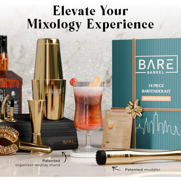 Професійний набір для приготування коктейлів із 14 предметів Bare Barrel