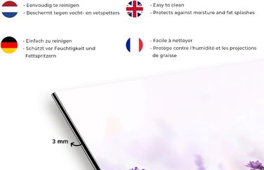 Панель для кухонного фартуха, бризкозахисна панель, декор для кухні, алюмінієва панель, бризкозахисна панель для плити, альтернатива скляній панелі, чорна - з малюнком - суцільна - чорна - темна - (Лавандова, 100x65 см)