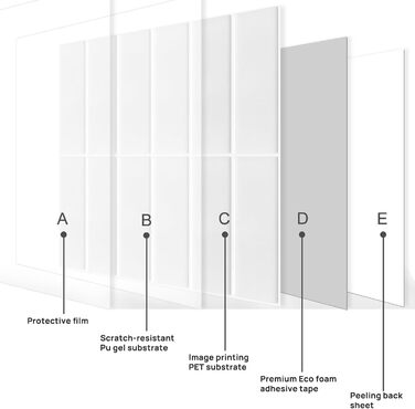 Елементна 3D самоклеюча плитка для кухонного фартуха з товстішою клейкою плиткою 2,5 мм (30,5 x 30,5 см) (біла), 10-