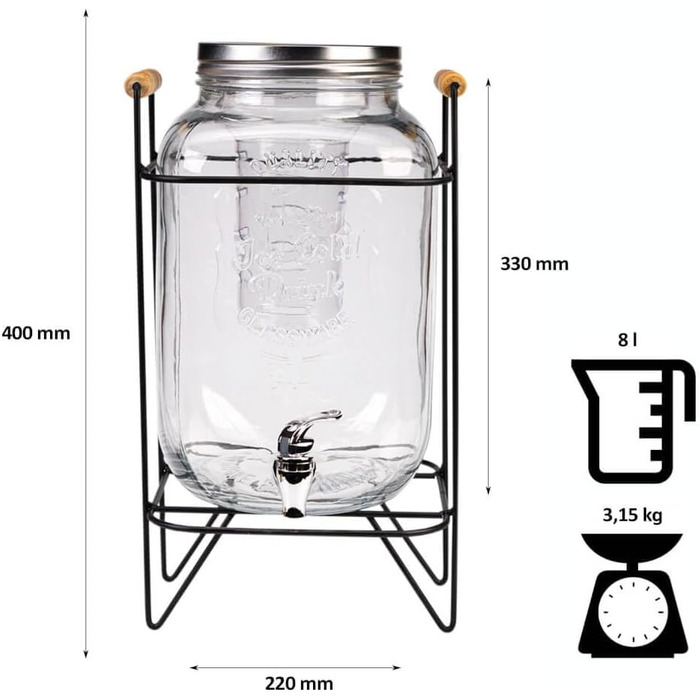 Диспенсер для напоїв з краном 8 л SUPERBUTELKI.PL