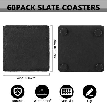 Набір квадратних підставок із натурального сланцю 60 шт AFOROEOA