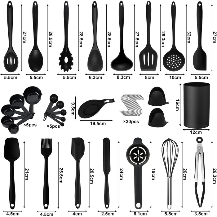 Набір кухонного приладдя, 49 предметів, чорний TAVADA