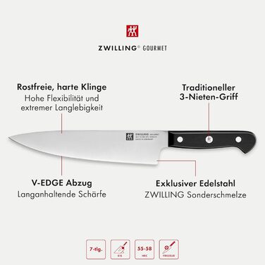 Набір з 5 ножів з ножицями та заточуючим блоком коричневий Gourmet Zwilling