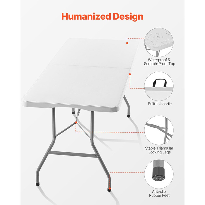Раскладной стол для кемпинга белый VEVOR