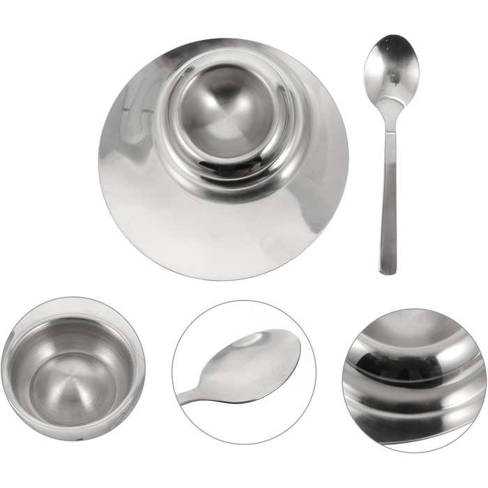 Підставка для яєць 12 см з ложкою, нержавіюча сталь Toyvian