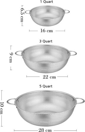 Набор из 3 микроперфорированных кухонных сит из нержавеющей стали TEAMFAR
