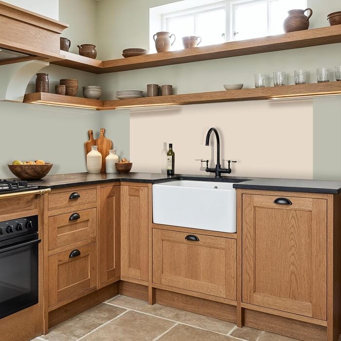 Кухонний фартух 60x250 см, самоклеючий фартух, кухонний фартух, кухонний фасад, самоклеючі кухонні фартухи - Осінь (Бежевий - Однотонний, 80 x 200 см)